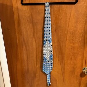 Blue and Gray Patterned Men's Tie